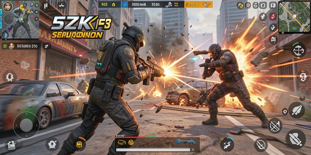 Screenshot utama memperlihatkan intensitas pertempuran dalam game FPS 5ZK.
