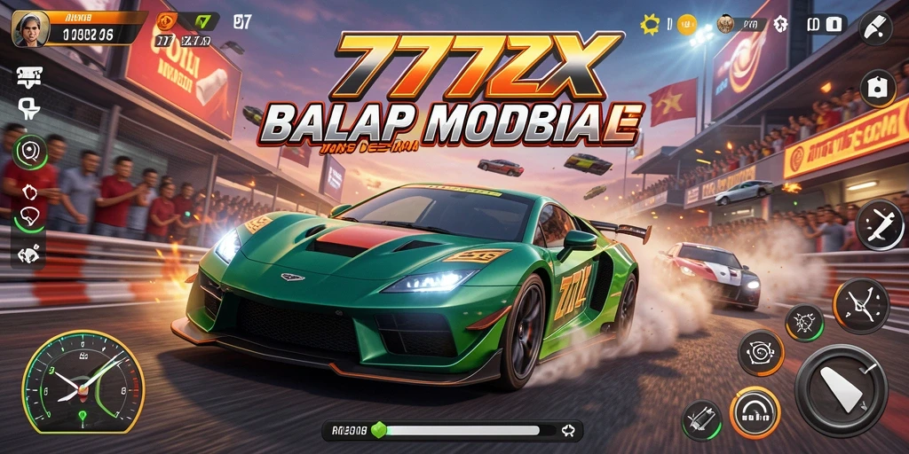Tampilan gameplay mendebarkan dari balapan mobil di 777ZX.