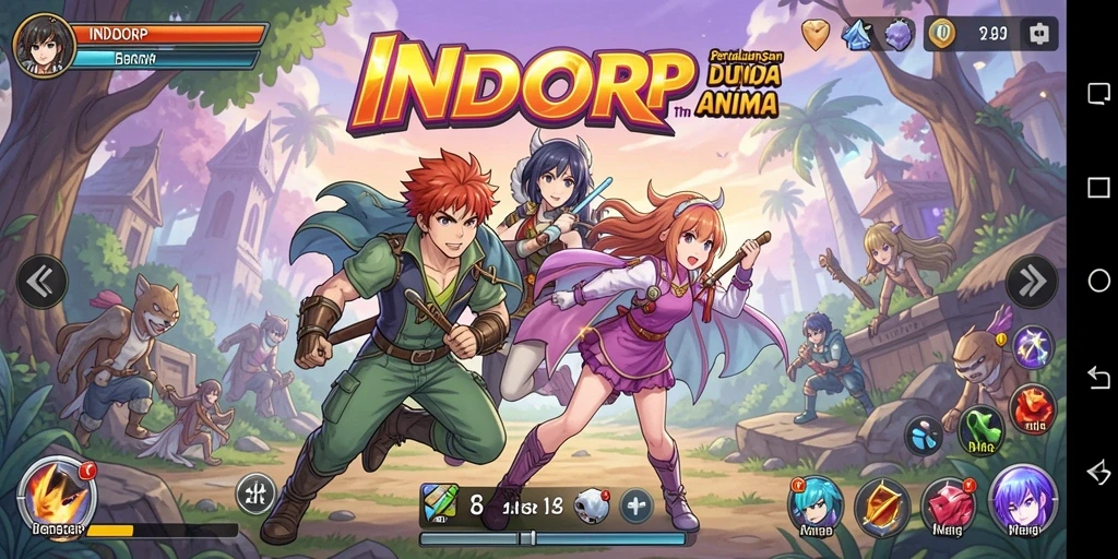Screenshot gameplay INDORP dengan karakter anime yang menarik.