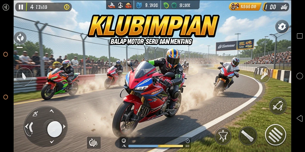 Tampilan gameplay seru di lintasan balap motor.