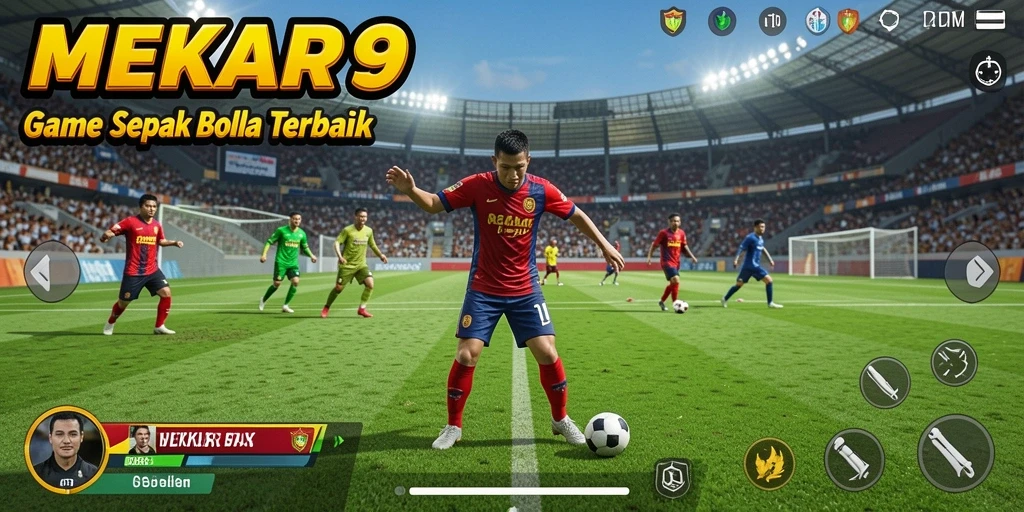 Tampilan gameplay menarik dari MEKAR99 dengan aksi sepak bola yang seru.