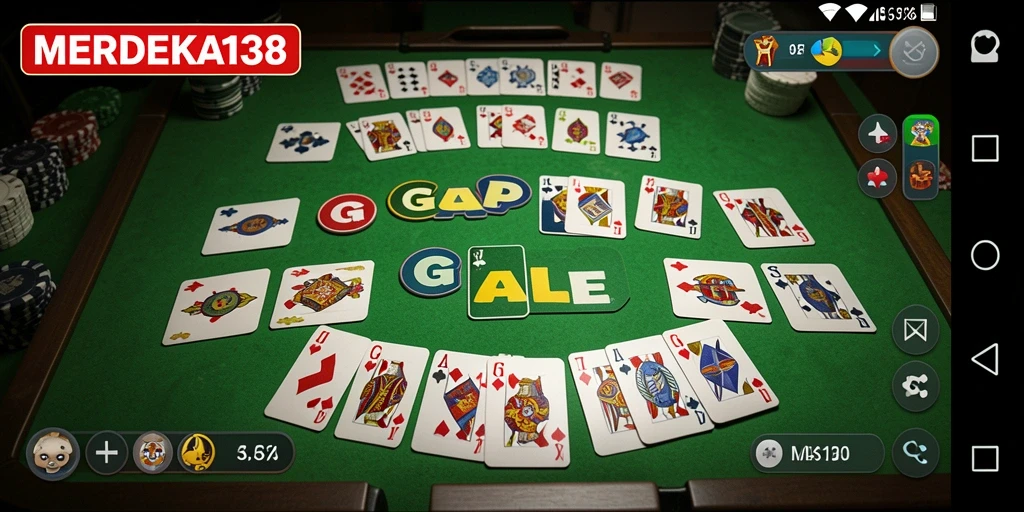 Tampilan screenshot game Gaple MERDEKA138 yang menarik dan interaktif.