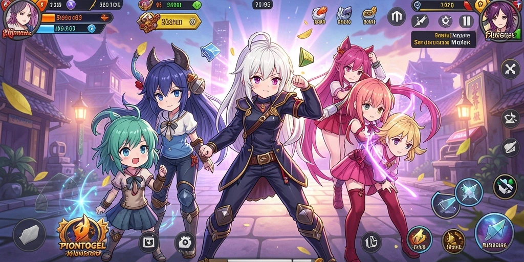Tangkapan layar gameplay <strong>PIONTOGEL</strong> yang menunjukkan aksi seru dan karakter Anime.