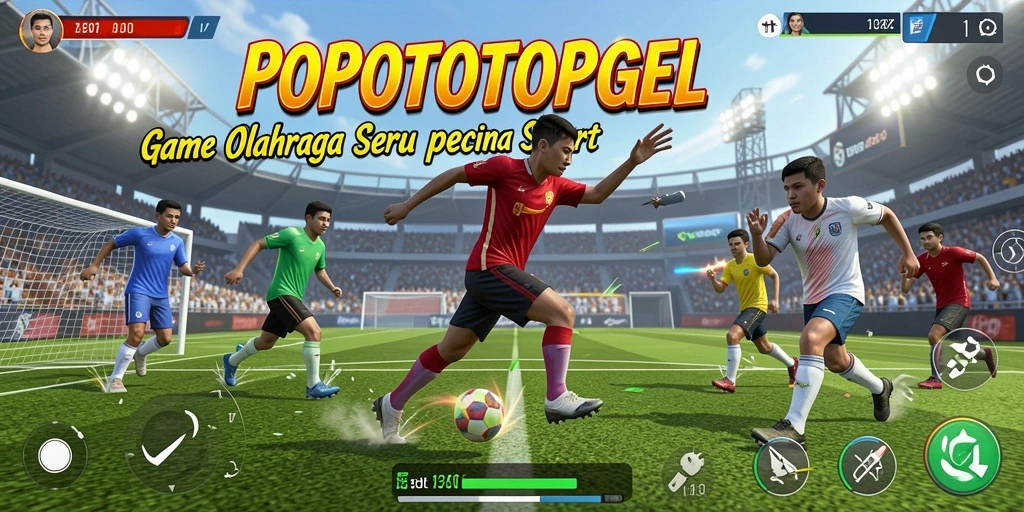 Tampilan gameplay seru di POPOTOPGEL dengan aksi olahraga menarik.