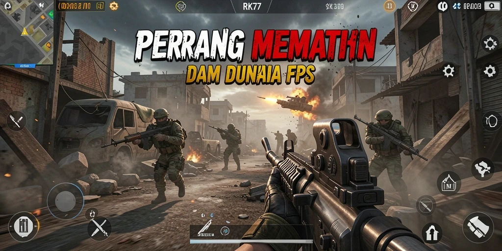 Tangkapan layar dari gameplay RK77 yang menegangkan di arena pertempuran.