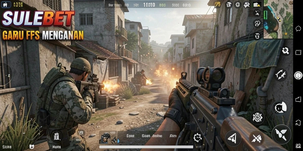 Screenshot utama SULEBET menampilkan aksi gameplay FPS yang menegangkan.