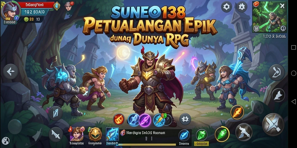 Screenshot SUNEO138 menampilkan pertarungan epik dan latar belakang yang menawan.