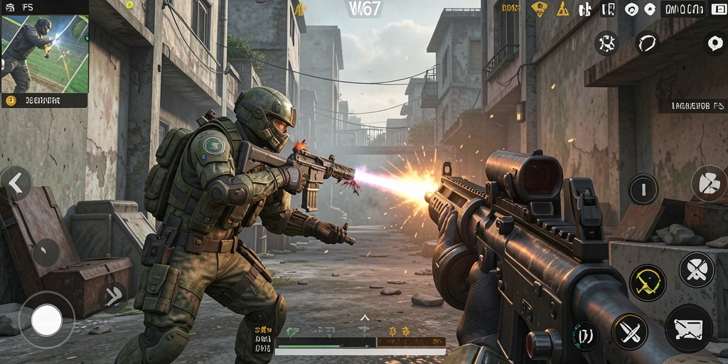 Gameplay menegangkan W67 saat bertempur di medan perang.
